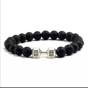 Women’s Natural Lava Bead Dumbbell Bracelet NWT